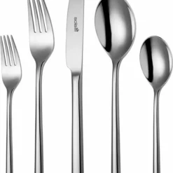 Sola Bestekset Montreux - Modern - 8 Persoons - 70 Delig - Zilverwit Edelstaal 18/10 - RVS - Zilver